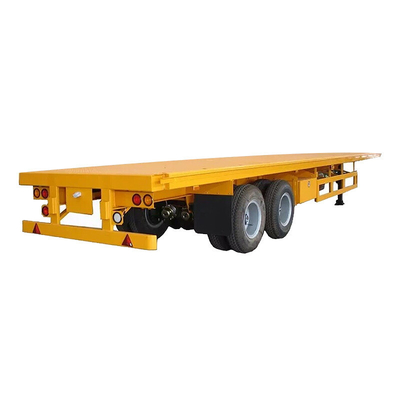 CIMC 2 Axle 30T ความแข็งแรงสูงเหล็กสแตนเลสต่ํา Q345 อากาศหรือการแขวนยนต์กลไก 20ft Flatbed Container Semi Truck Trailer