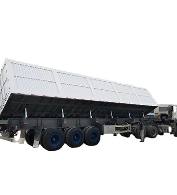 CIMC Tri axle Side Tipper 70 ตันอนุญาตให้สินค้าถูกปลดจากด้านขนส่งวัสดุก่อสร้าง dump semi trailer