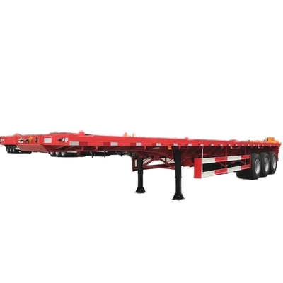 CIMC 3 axle flatbed semi trailer steel container skeleton ราคากลากรถบรรทุก ความทนทานของราคากลากรถบรรทุกที่ใช้ในการขนส่งเครื่องจักรก่อสร้าง
