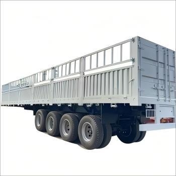 CIMC คุณภาพสูง 3-Axis 4-Axle รั้วชนิดสินค้าครึ่งรถยนต์ รถยนต์สินค้าเหล็กแรงสูง