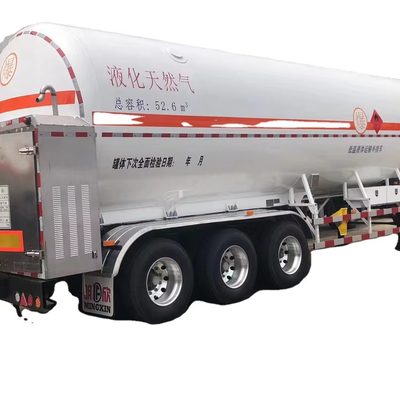 CIMC S30408 Q345R 3 แอ็กซ์ 13200 * 2540 * 4000 มิลลิเมตร ความจุทั้งหมด 52.6cbms การแขวนอากาศ Yosts ขาลง 50# จักรยานบรรทุกน้ํามัน LNG