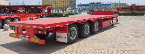 CIMC Q345B เหล็ก 3 แกน 50-70 ตัน คอนเทนเนอร์ Flatbed Semi Trailer