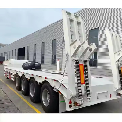CIMC Quad Axle to Carry Excavator Wheel Loader เครื่องจักรกลการก่อสร้าง อุปกรณ์ล่างล่าง Semi-trailer