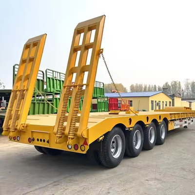 หน่วยงานหนัก 2 เส้น 4 แอ็กซ์ 2x40T สะพานแข็ง Semi-trailer ที่นอนต่ํา