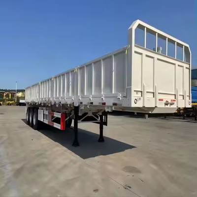 40FT 3 Axle Payload 45T Heavy Duty Mechanical Suspension 13pc ลายใบผนังด้านข้าง รถบรรทุก