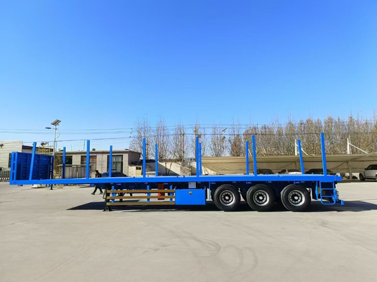CIMC สแตนเลสคุณภาพสูง 3 แอ็กซ์ 60 ตัน พร้อมสเต็ก 40 ฟุต คอนเทนเนอร์ Flatbed Semi Trailer