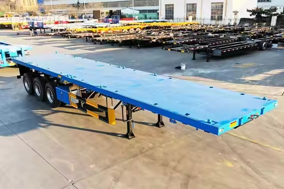 CIMC 2/3/4 คัน 40ft 12500*2500*1500mm ความจุ 70 ตัน 8-12 ชุด Twist Lock Flatbed Deck Trailer