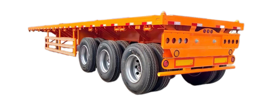 CIMC 20ft 40ft Semi Trailer คอนเทนเนอร์ขนส่ง Twistlocks แผนการแบบ flatbed โลหะคาร์บอน 12R22.5 รถบรรทุก