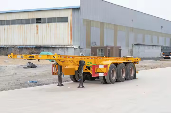 CIMC 50ton 60ton หนักงานไฮดรอลิก กลมลูกกวาง Semi Trailer รถบรรทุก อลูมิเนียม Flatbed Axle Trailer