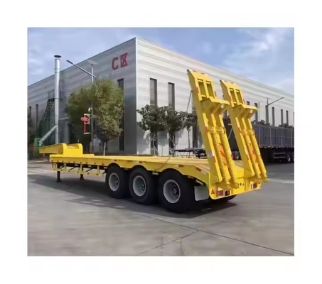 3 แอ็กซ์ 60 ตัน 100 ตัน 18 เมตร Lowboy Lowbed Truck Trailer Lowbed Semi Trailer