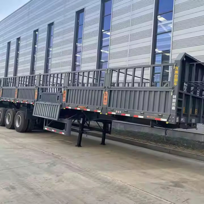 40FT 3 แอ็กซ์ 60 ตัน 13m ปรับปรุงด้านข้างคาร์โก้ขนส่งรั้ว Semi Trailer