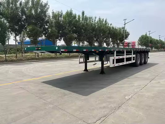 50 ตัน 60 ตัน หนักงานไฮดรอลิก กล่องคอครึ่งรถบรรทุก อลูมิเนียม Flatbed Axle Trailer